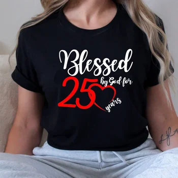 Женская футболка Blessed By God for 25 Years Old Birthday 1999 Хлопок, винтажная футболка с графическим рисунком, одежда в стиле гранж, высококачественная футболка Унисекс