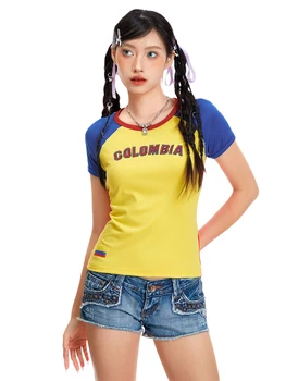 Женская футболка Y2k Baby Tee с коротким рукавом, укороченные футболки с графическим рисунком для девочек-подростков, винтажная эстетичная футболка 90-х, милая уличная одежда 2000-х годов