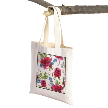 Женская холщовая сумка для покупок в скандинавском стиле с рисунком птицы и цветка, сумки для покупок с двойным принтом, сумка-тоут для супермаркета