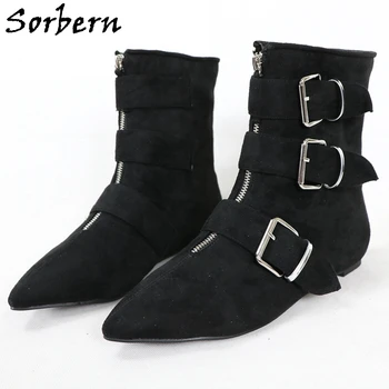 Женские ботинки для костюмированной вечеринки Sorbern с широкими щиколотками, женская обувь на плоской подошве, унисекс, большие размеры EU34 - 48, короткие пинетки, индивидуальные для частных заказов