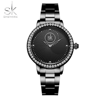 Женские кварцевые часы Shengke из розового золота, женские наручные часы с кристаллами от ведущего бренда, женские часы Relogio Feminino