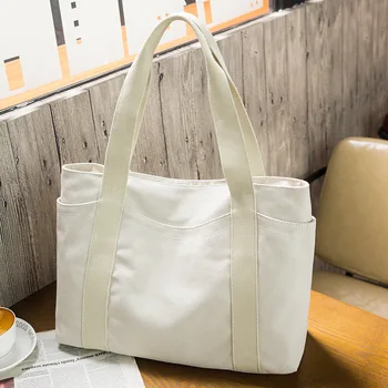 Женские сумки, новая холщовая сумка через плечо в простом стиле, женская сумка большой емкости, повседневные сумки для покупок, холщовая сумка на одно плечо