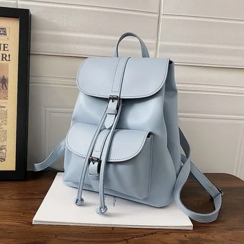 Женский рюкзак на шнурке, женская сумка через плечо, модный школьный рюкзак для девочек-подростков, высококачественная искусственная кожа, модный рюкзак bagpack