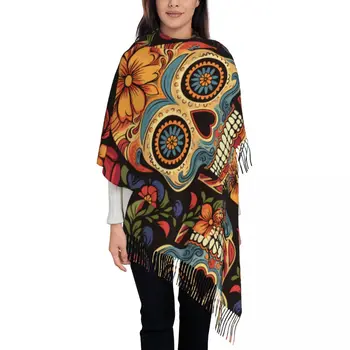 Женский шарф-шаль с цветочным узором 