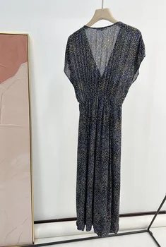 Женское Длинное платье с V-образным вырезом и высокой Талией в Цветочек