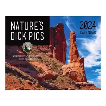 Забавный календарь 2024 Природа 2024 Календарь 12 ежемесячных розыгрышей на природе из плотной и прочной бумаги размером 9,8 X 7,4, которую можно повесить в открытом виде