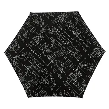 Забавный математический 3-х кратный зонт с защитой от ультрафиолета, Мини-карманный зонт с квантовой физикой, Ветрозащитные Ручные зонты для мужчин и женщин