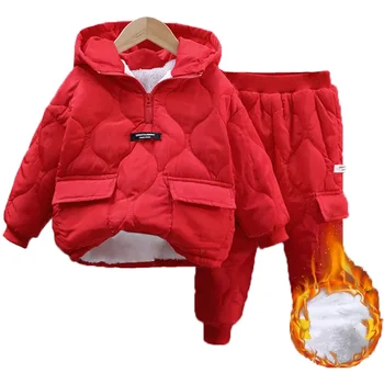 Зимние комплекты одежды для девочек и мальчиков 2022 года для детей 2-10 лет, теплые толстые куртки, брюки, костюм для мальчиков, пальто, брюки, детский спортивный костюм
