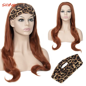Имбирно-Оранжевые Парики Из Синтетических Волос с Повязкой на голову 24 дюйма Высокотемпературные Парики для Женщин Afro Cosplay Party Daily Full Machine Wig