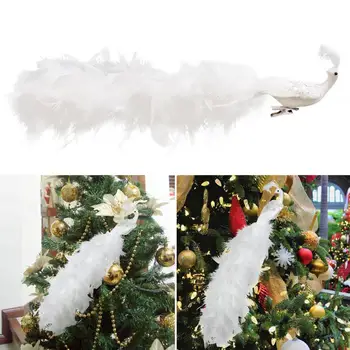 Имитация белых павлиньих перьев нежная и натуральная, подходит для использования во дворе или дома.