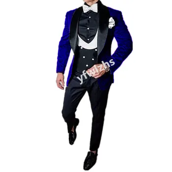 Индивидуальный мужской костюм с одной пуговицей пиджак Блейзеры Костюм на Хэллоуин Элегантный для роскоши Мужской костюм для свадьбы из трех частей Se 2111