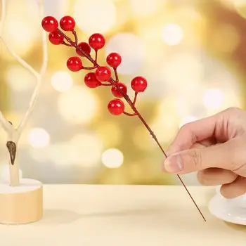 Искусственные ягодные стебли, реквизит для фотосъемки на праздники, яркие рождественские искусственные ягодные стебли, реалистичная искусственная ягода для дома
