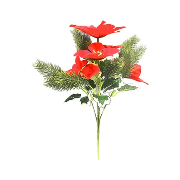 Искусственный Букет Поддельные Сосновые Ветви Большой Красный Искусственный Цветок Рождественское Украшение Настольная Ваза Композиция из цветов Домашний декор