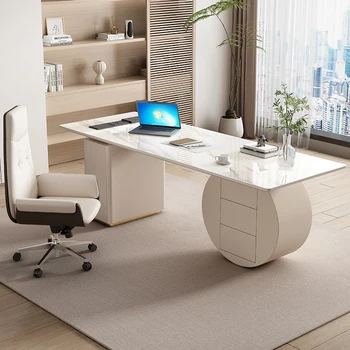Итальянский светлый роскошный стол из каменной плиты, домашний современный простой компьютерный стол, стол для консультаций, офисный стол