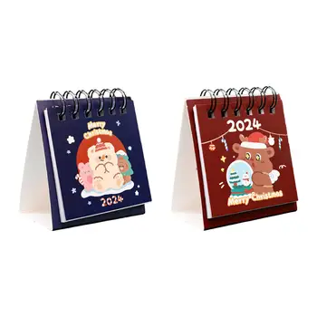 Календарь с двойной проволочной привязкой, Рождественские подарки, Портативный Настольный календарь с откидной крышкой для домашнего планирования, организации школьного стола