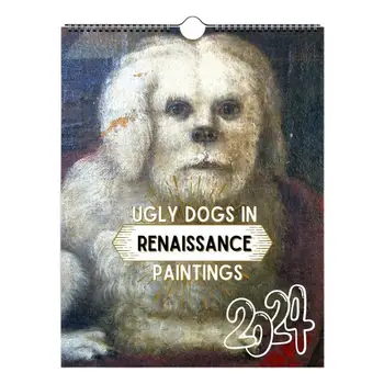 Календарь с забавной собакой на 2024 год, Уродливая Собака на 2024 год, Настенный календарь 42x28 см / 17x11 дюймов, январь 2024 года с декабря, Забавное Настенное искусство, Шутливый Юмор