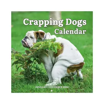 Календарь собак на 2024 год, Милые Щенки, которые ежемесячно какают, Художественный календарь на 2024 год, Забавная Свисающая Собака, Календарь для домашней школы, календарь на 12 месяцев