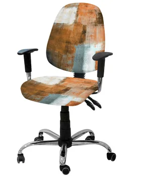 Картина маслом Абстрактный Геометрический Оранжевый Эластичный Чехол Для Кресла, Компьютерного Стула, Съемный Чехол Для Офисного Кресла, Разрезные Чехлы Для Сидений