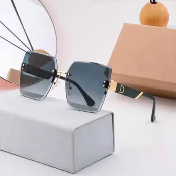 Квадратные Солнцезащитные очки с буквенным оформлением D Для женщин, мужчин, Фирменный дизайн, Градиентные Солнцезащитные очки без оправы, Мужские И женские Солнцезащитные очки, 2024
