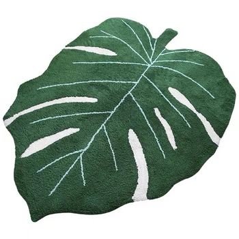Коврик в форме листа, коврик для украшения дома, коврик для ванной, зеленый коврик