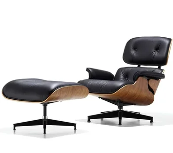 Кожаное кресло с откидной спинкой, Оригинальное кресло, кожаный диван, простая дизайнерская роскошная гостиная, вращающаяся металлическая мебель для скандинавской гостиной