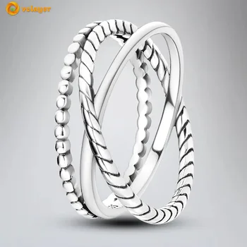 Кольца из стерлингового серебра Volayer 925 пробы, перекрещенные широкие кольца, Обручальные кольца, женские ювелирные изделия