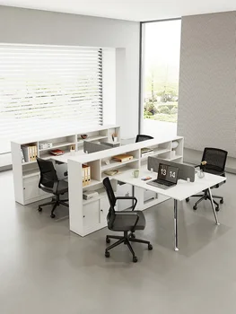 Комбинация офисного стола и стула для персонала 4/6, экран для сидения с искусственной картой, стол для хранения персонала