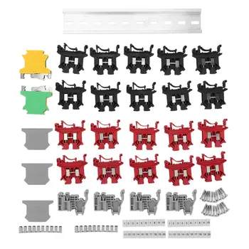 Комплект Клеммных колодок DIN-рейки Терминал + Заземляющие блоки + Алюминиевая Рейка + Концевые Кронштейны + Торцевые крышки + Комплекты перемычек