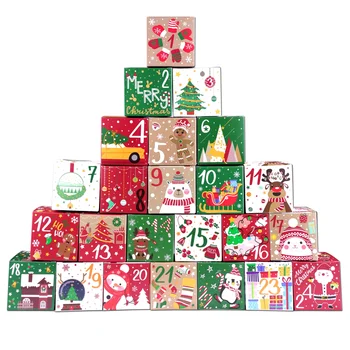 Коробки для Рождественского Адвент-календаря, Наполняющие Рождественские Принадлежности для упаковки небольших подарков, Обратный Отсчет Адвента, Рождественский Домашний Декор 24шт