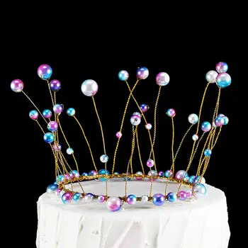 Корона принцессы, украшение торта, жемчуг, искусственный жемчуг, Головной убор, Инструмент для украшения свадебного торта, украшение для вечеринки по случаю дня рождения