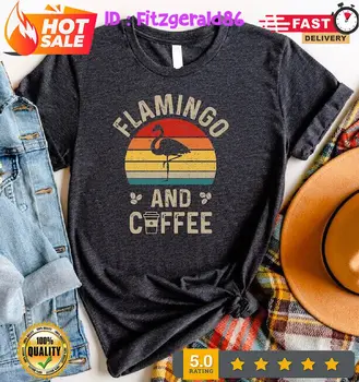 Кофейная рубашка с фламинго, Любителям кофе, Кофейные подарки, Рубашка с фламинго, Утренние рубашки с длинными рукавами