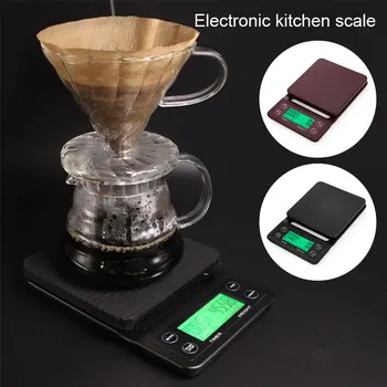 Кофейные весы ручной стирки, время выпечки, Многофункциональные высокоточные электронные весы 0,1 г, кухонные весы весом 3 кг