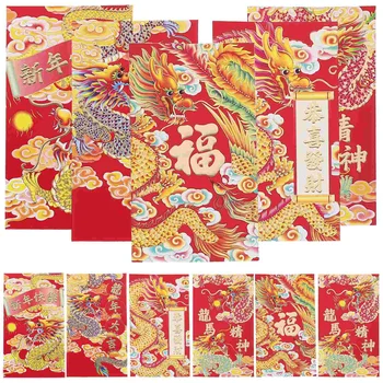 Красные конверты в год дракона Хунбао, Красные конверты в китайском стиле, Новогодние денежные пакеты, счастливые денежные мешки (смешанный стиль)