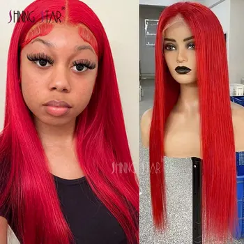 Красный Бордовый 99J Прямой парик 13x6 HD Кружевные передние парики из человеческих волос 13x4 Прямые Кружевные передние парики для чернокожих женщин, Цветной парик 180%
