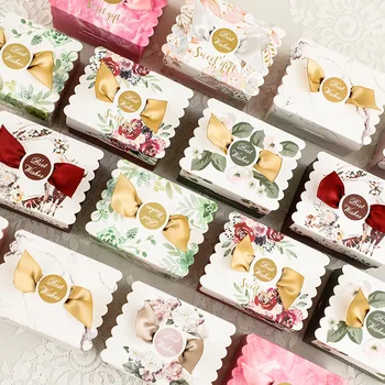 Креативная Свадебная индивидуальность Ins Fengsen Подарочная коробка для конфет и шоколада с милой лентой и маленькими крылышками Квадратная бумажная коробка