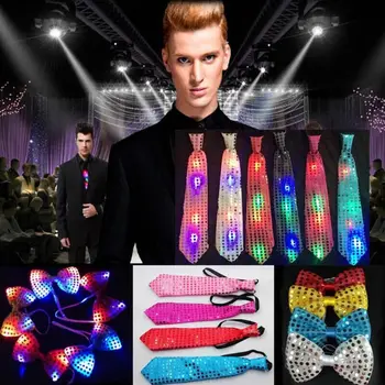 Креативные галстуки с мигающей подсветкой, светодиодные Фонари, Галстук с пайетками, Принадлежности для свадебной вечеринки, Реквизит для атмосферы Концерта, Высокое Качество