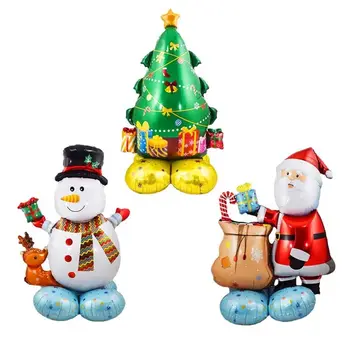 Креативный Санта в форме снеговика, Рождественская серия, детские игрушки из фольги, Воздушные шары Санта, Стоящие воздушные шары, Рождественские украшения, декор для вечеринки