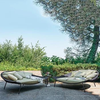 Кресло для отдыха на открытом воздухе, патио из ротанга, бассейн, вилла на берегу моря, сад, балкон, кресло для отдыха на открытом воздухе, круглый диван