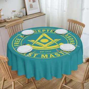 Круглая масонская скатерть Freemason, Маслостойкая Скатерть, 60-дюймовое покрытие стола для кухни, столовой