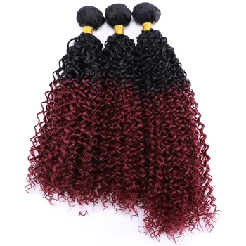 Кудрявые пучки синтетических волос, 100 г/шт, Омбре, бордовое, Джерри, Волнистое волокно для наращивания волос, винно-красное, волнистое для чернокожих женщин