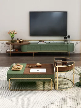 Легкий роскошный подъемный журнальный столик с тумбой для телевизора, комбинированный для маленькой квартиры, гостиной, многофункциональный журнальный столик