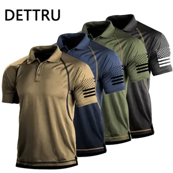 Летний комплект DETTRU, мужские футболки для активного отдыха, тактические спортивные толстовки с воротником-поло