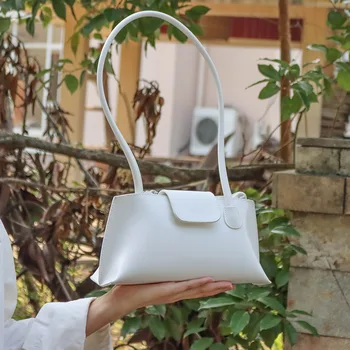 Летняя однотонная винтажная сумка подмышками 2021 года, новая модная роскошная женская маленькая сумка через плечо, кожаная белая сумочка