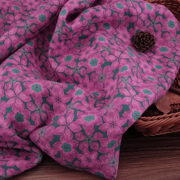 Льняная ткань с рисунком в виде красных роз, весенне-осенние ткани, материалы для пошива одежды