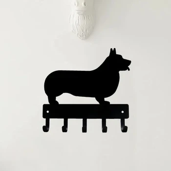 Металлическая настенная собака корги шириной 6 дюймов /9 дюймов - Крючки для ключей и держатель для брелоков - Железные поделки, Настенный держатель для ключей, вешалка для одежды