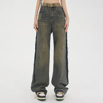 Мешковатые джинсы с высокой талией Harajuku Streetwear Y2k, широкие джинсовые брюки, готические винтажные Свободные брюки для женщин