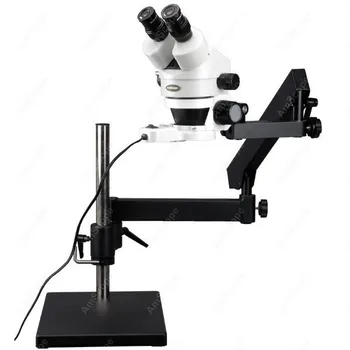 Микроскоп с шарнирной подставкой-AmScope поставляет микроскоп с шарнирной подставкой с 7-90-кратным увеличением с базовой пластиной + кольцевой подсветкой