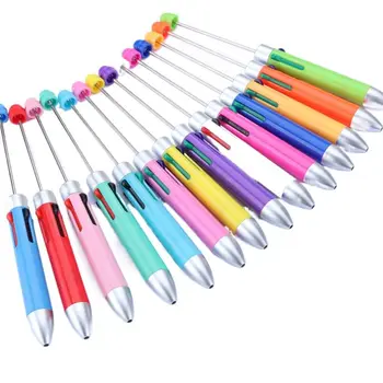 Милая красочная ручка из бисера 4 цветов DIY Креативная Выдвижная Разноцветная Шариковая ручка для письма и маркировки
