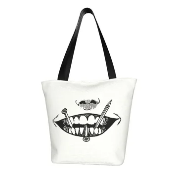Милые сумки для покупок с принтом Souichi's smile Junji Ito, сумки для покупок из переработанного холста, сумка для покупок из японской манги ужасов
