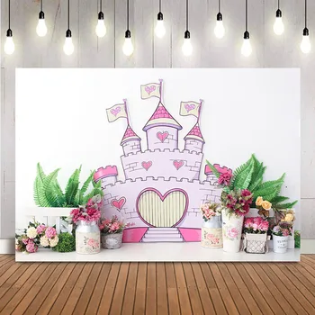 Милый розовый фон для замка принцессы для фотосъемки, портретный фон для фотосессии новорожденных, праздничный торт на день рождения, фон для фотосессии в фотостудии